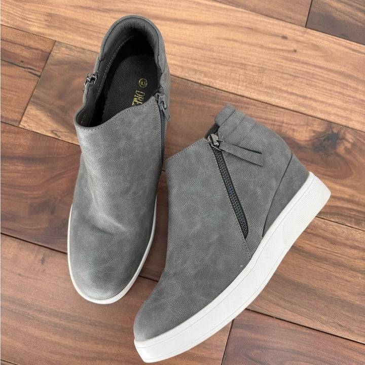 Dreams Pairs Women's Wedge Heel Ankle Boot Round Toe Size Zip Platforms Skeakers