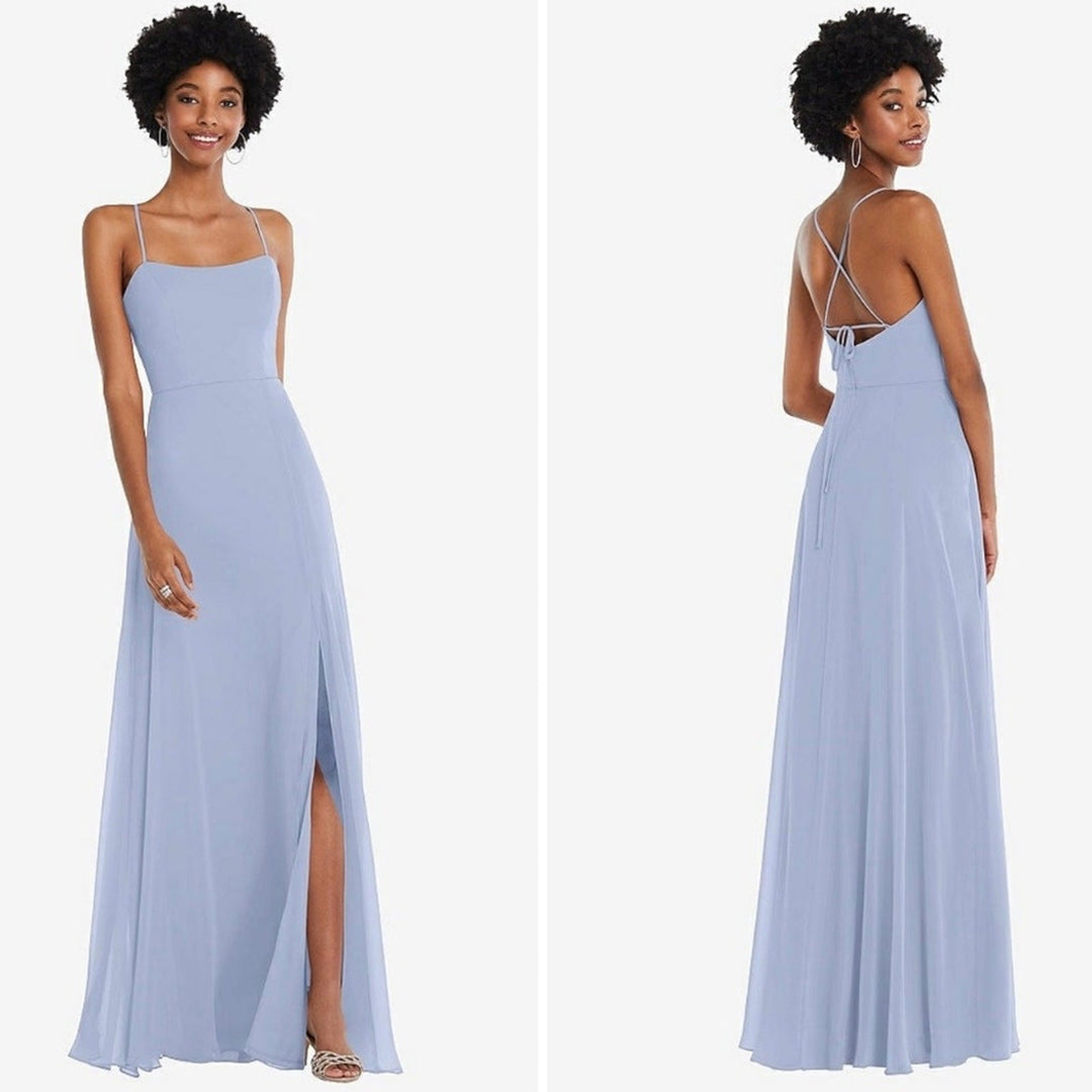 After Six Scoop Neck Convertible Tie Strap Maxi Dress With Front Slit Size 12