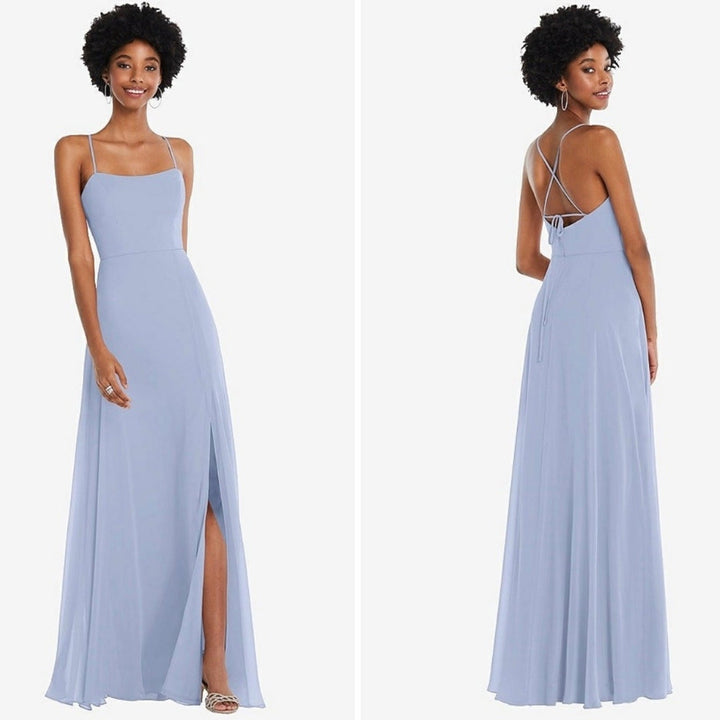 After Six Scoop Neck Convertible Tie Strap Maxi Dress With Front Slit Size 12