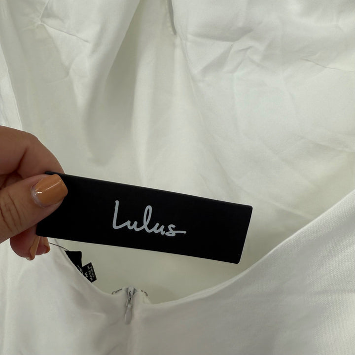 Lulus Beyond Classy White Satin Halter Midi Dress Size M