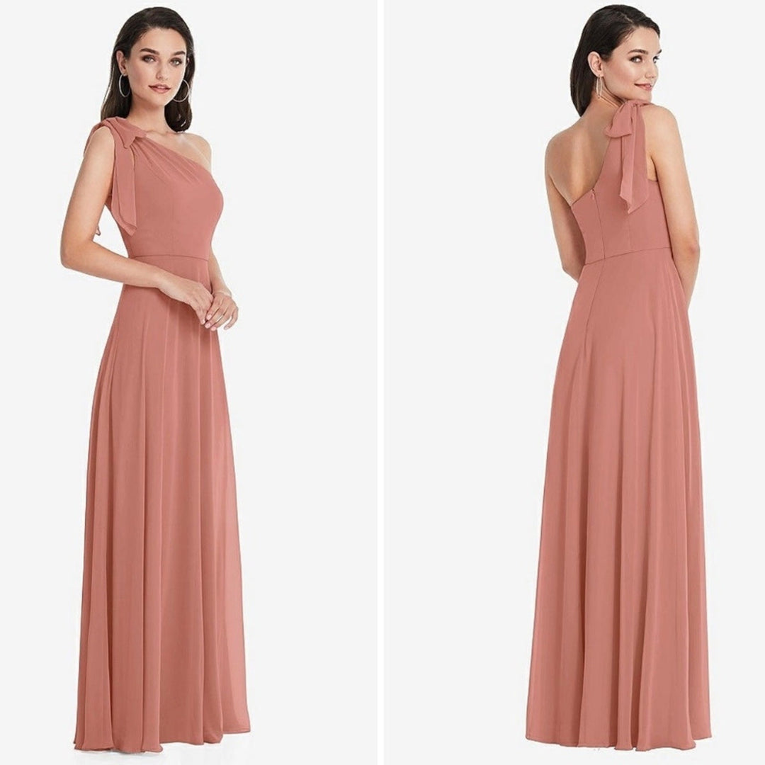 After Six Draped One-Shoulder Maxi Dress With Scarf Bow Size 2