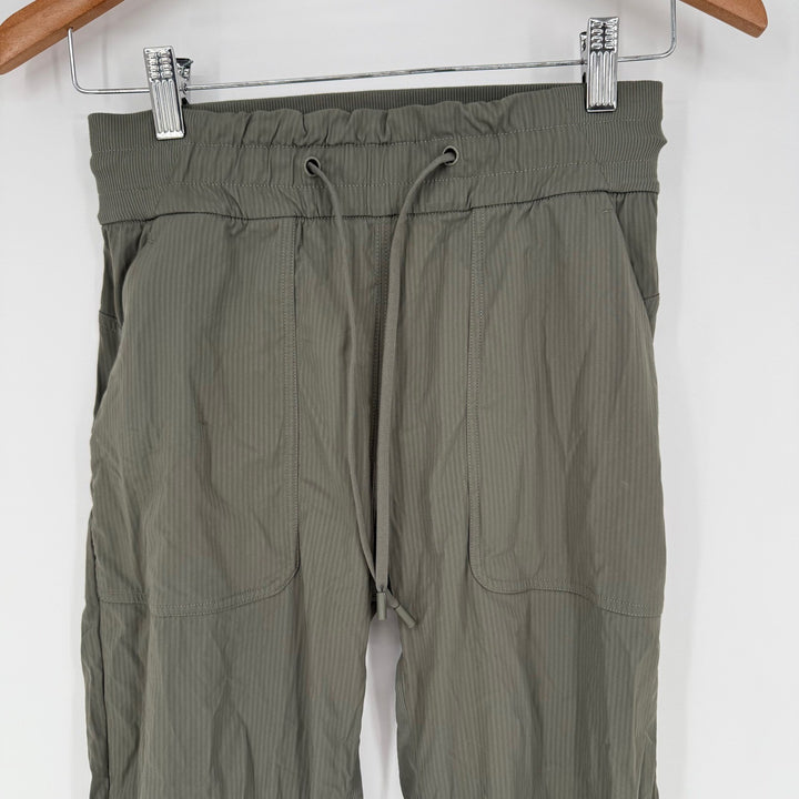 Lululemon Align Ribbed Jogger Pants Olive Green Size 4 Drawstring Pockets