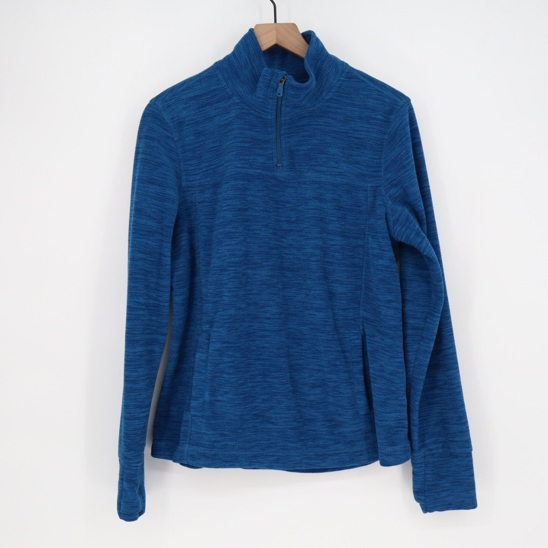 Tek Gear Blue Heathered Fleece Quarter Zip Pullover Sweatshirt Size L
