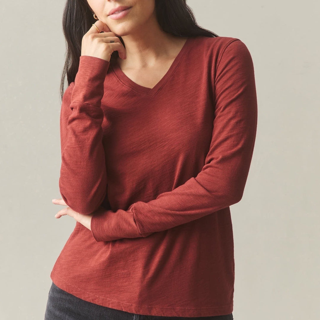 American Giant Premium Slub Long Sleeve V-Neck Tee Size S Made in USA