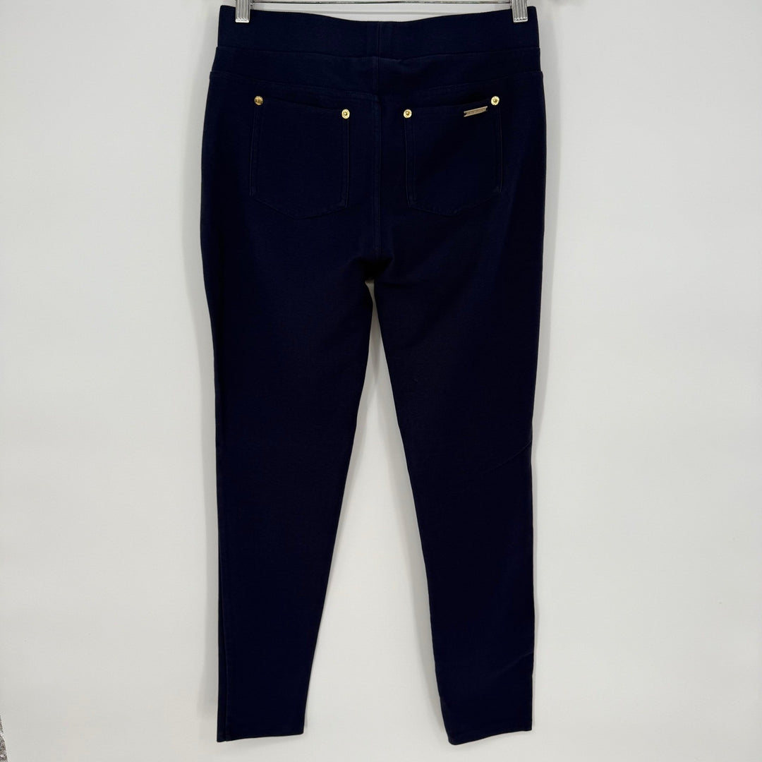 Michael Kors Ponte Knit Navy Blue Pull On Gold Pocket Detail Pants