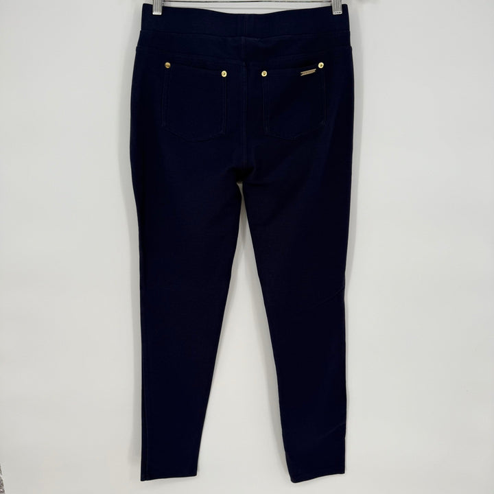 Michael Kors Ponte Knit Navy Blue Pull On Gold Pocket Detail Pants