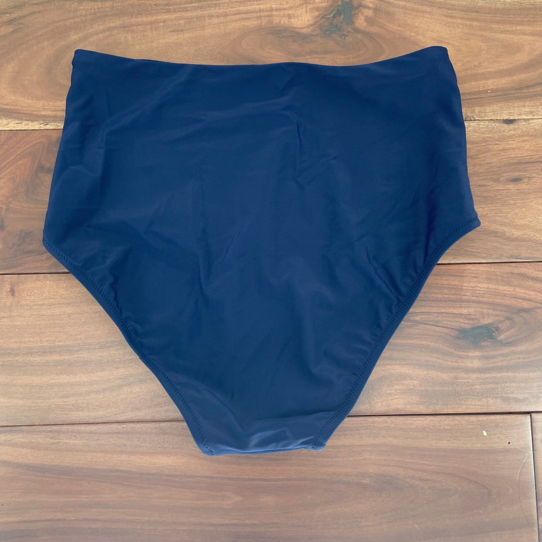J Crew High Waist Bikini Bottoms Navy Blue Size S Style L5768 NWT