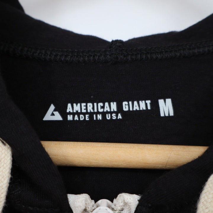 American Giant Full Zip Hoodie Black Made in USA Raglan Sleeve Size M
