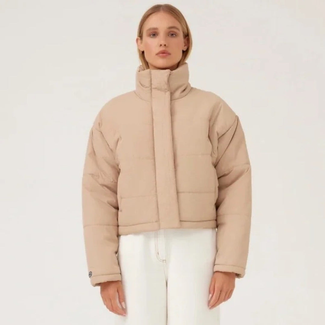 The Fifth Label Tan Cropped Puffer Jacket Size M