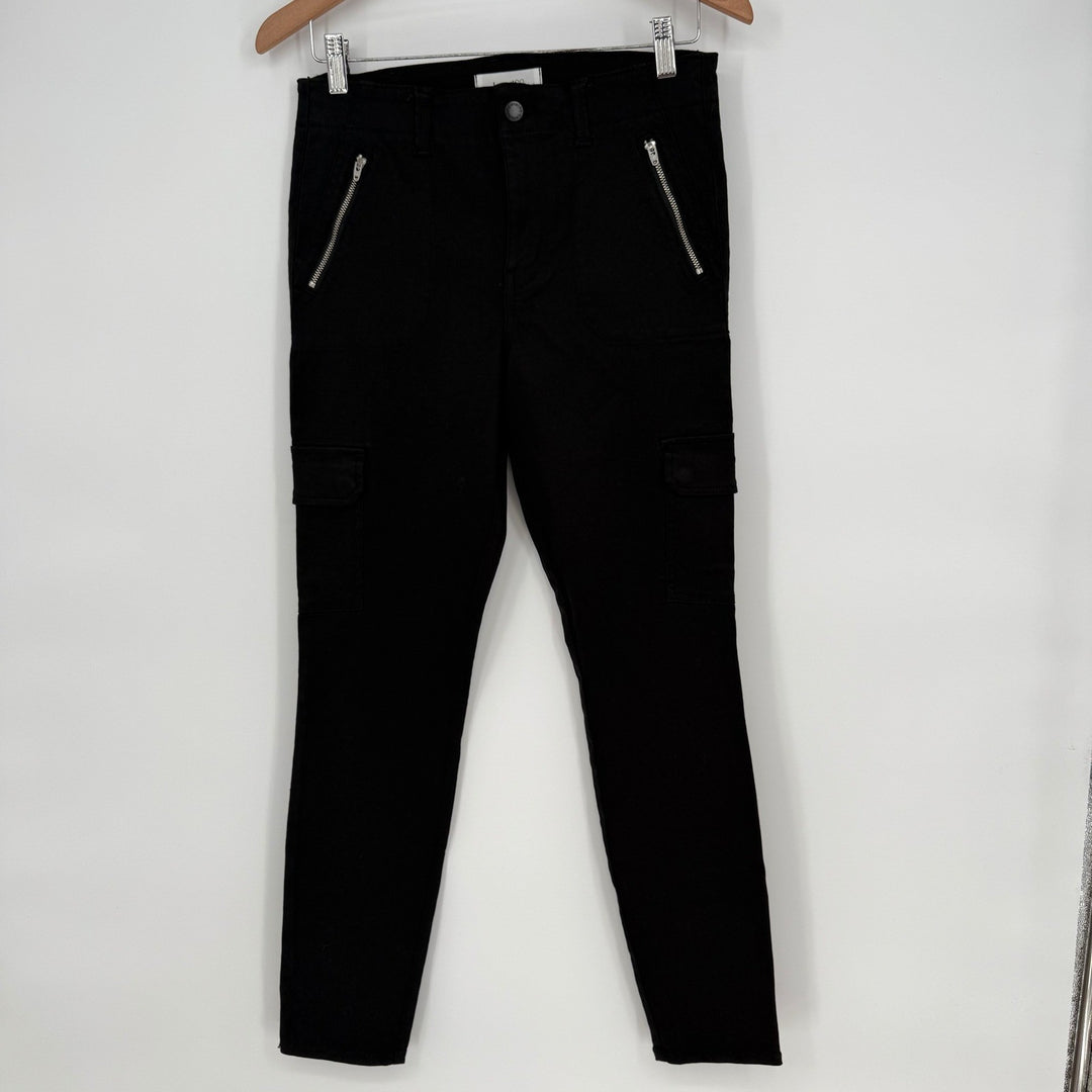 Level 99 Black Skinny Cargo Pants Zip Pockets Womens Size 29