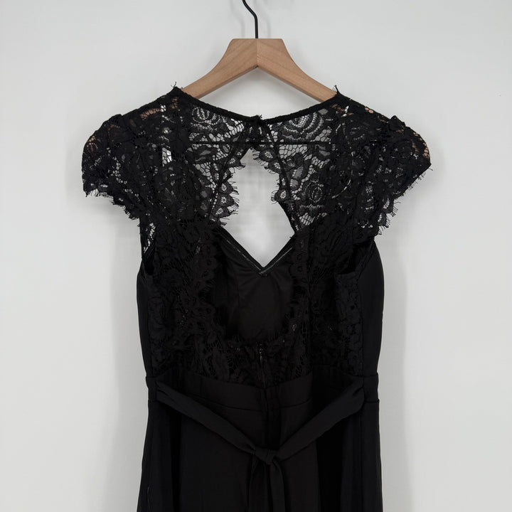 Lulus Momentous Moments Black Lace Backless Maxi Dress Size L