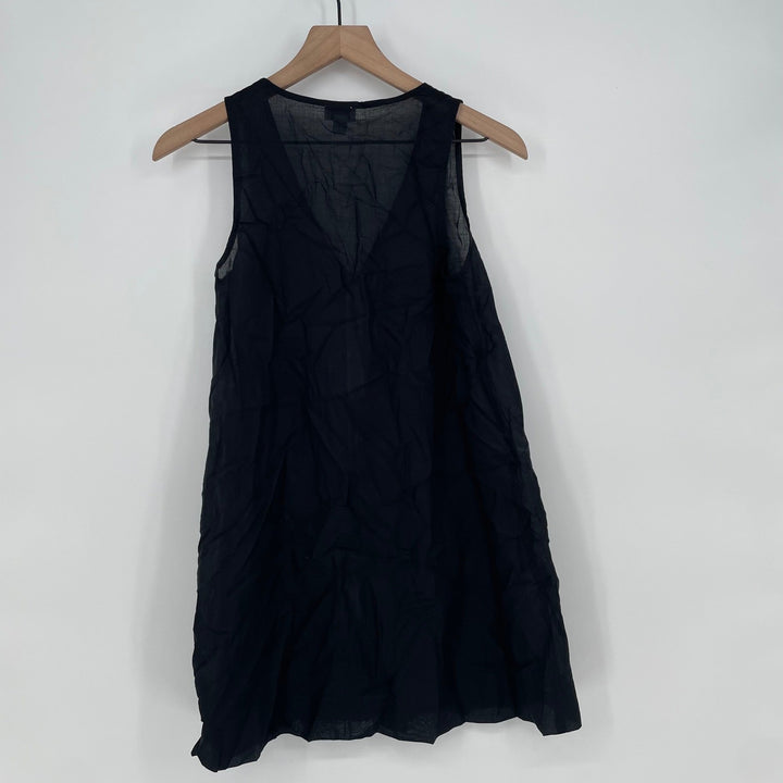J Crew Black V Neck Tie Front Sleeveless Mini Dress XXS Made In India