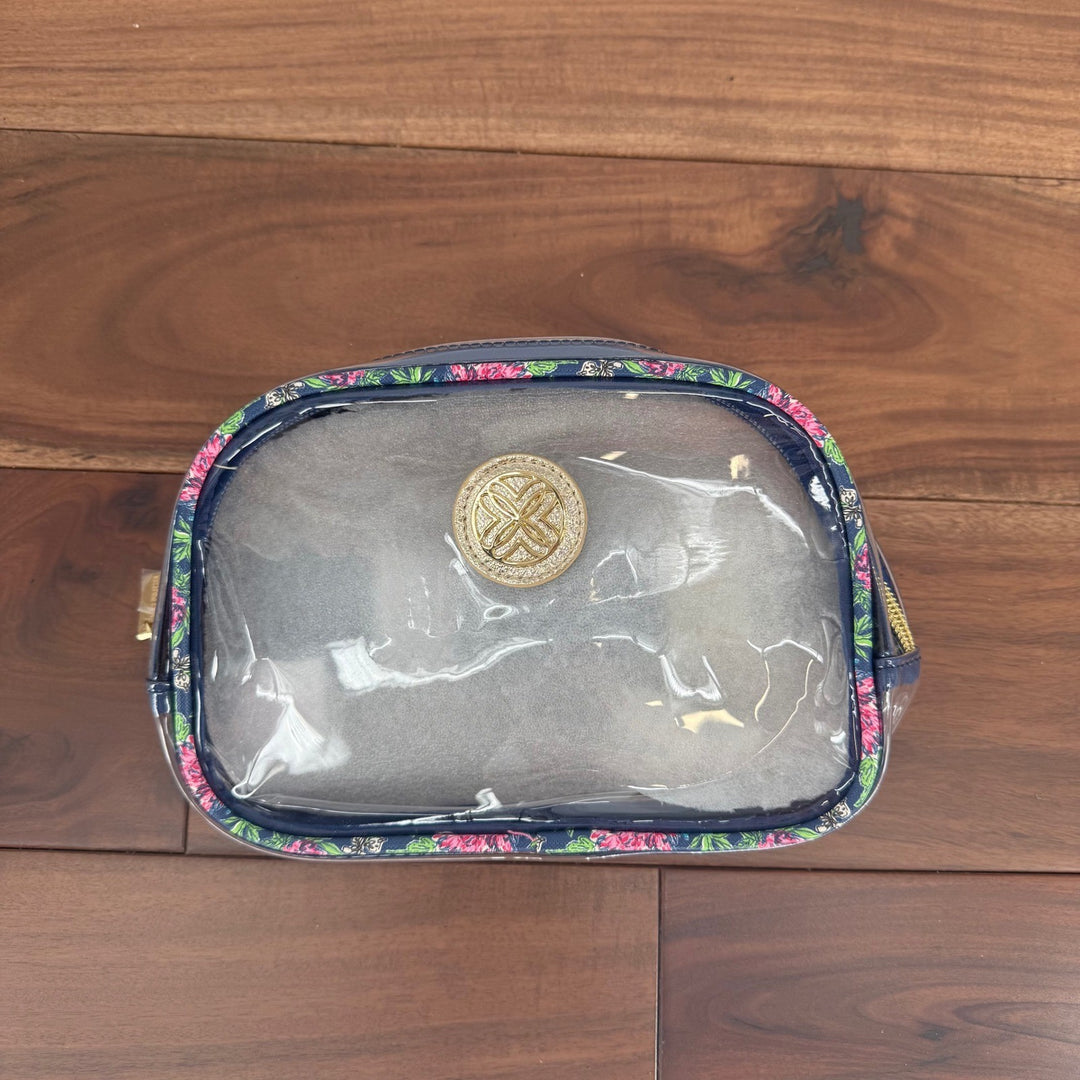 Lilly Pulitzer Clear Belt Bag Pouch Floral Trim Gold Logo & Strap