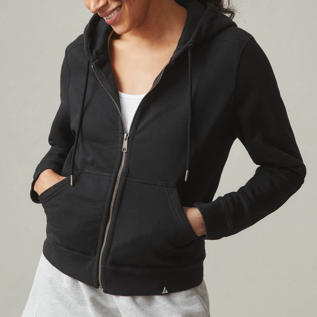 American Giant Full Zip Hoodie Black Cotton Made in USA Casual Athleisure XS