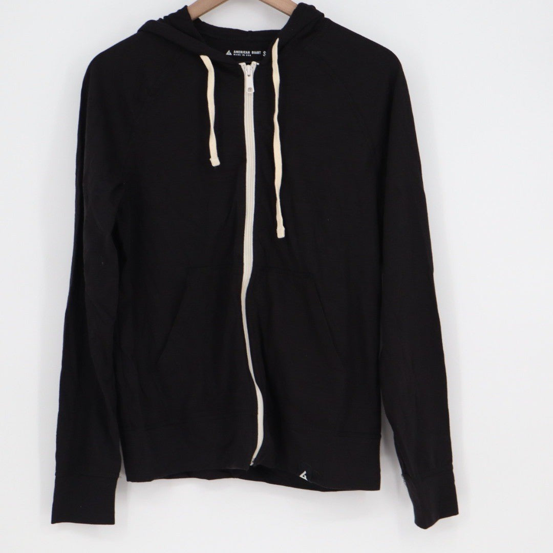 American Giant Womens Black Full Zip Hoodie Made in USA Size S