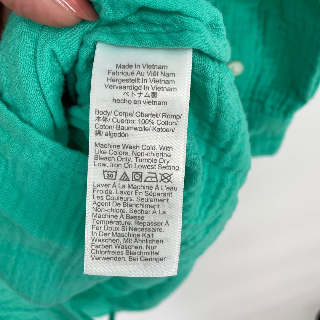 J. Crew Gauze Shirt Emerald Green Button Down Long Sleeve Tunic Size S