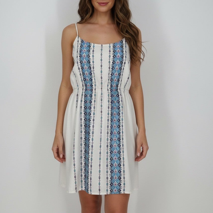 LOFT Cream Embroidered Empire Waist Spaghetti Strap Dress XL