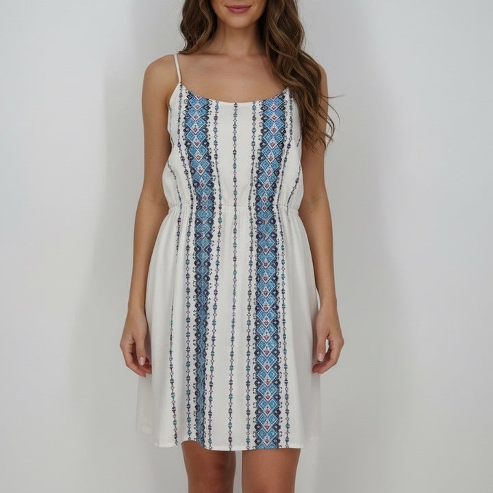 LOFT Cream Embroidered Empire Waist Spaghetti Strap Dress XL