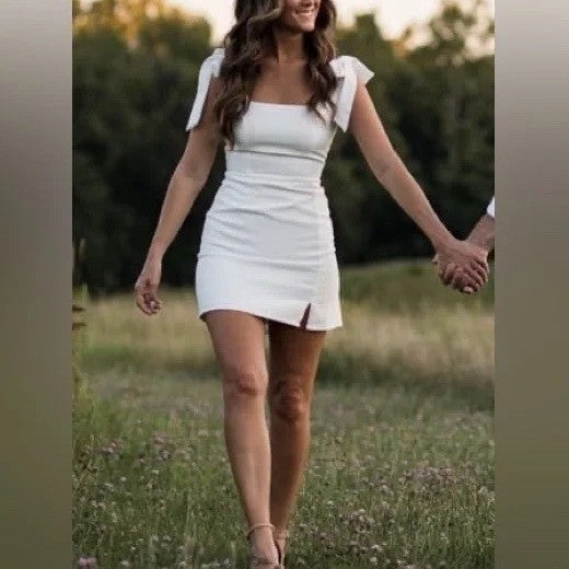 Lulus Your Sweetie White Tie-Strap Mini Dress Size S