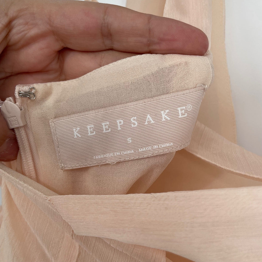 Keepsake Peach Chiffon Crisscross Neck Maxi Dress Size S