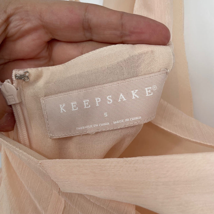 Keepsake Peach Chiffon Crisscross Neck Maxi Dress Size S