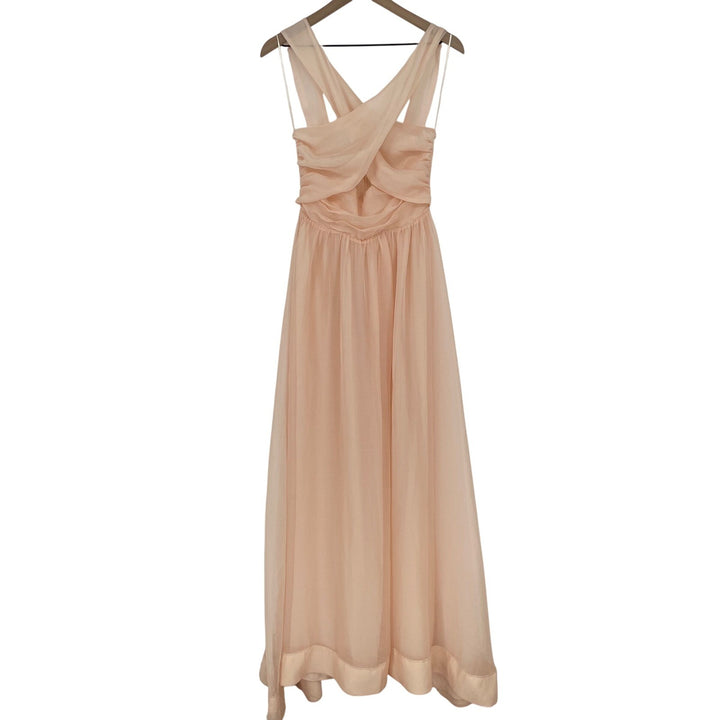 Keepsake Peach Chiffon Crisscross Neck Maxi Dress Size S