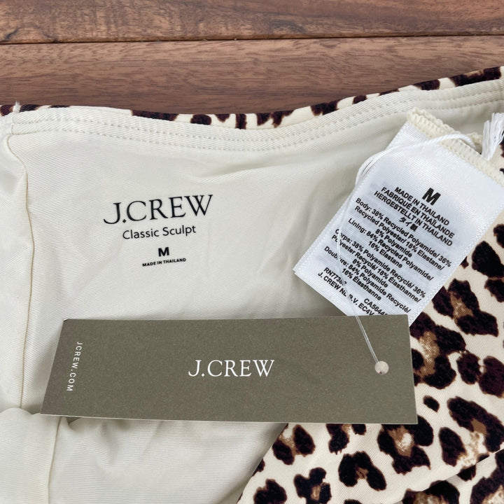J.Crew Classic Sculpt Leopard Print High Rise Bikini Bottoms Size M