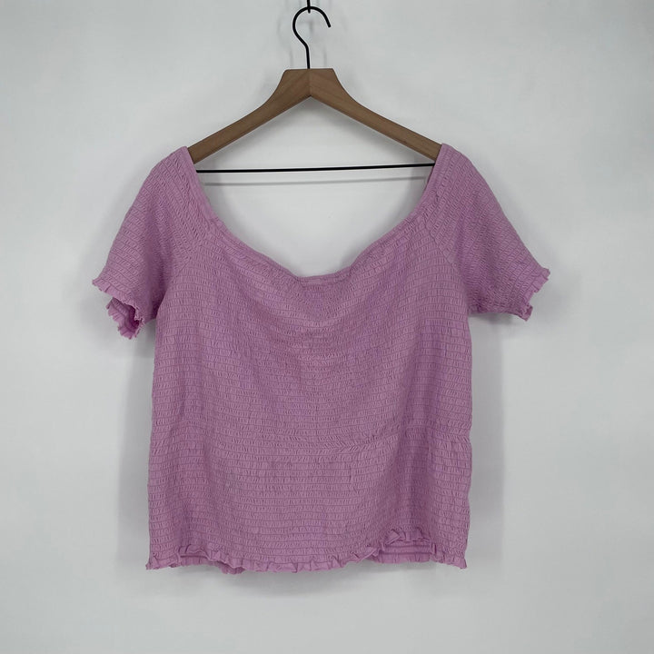 BP Smocked Off The Shoulder Top Lavender Purple Puff Sleeve Plus Size 3X