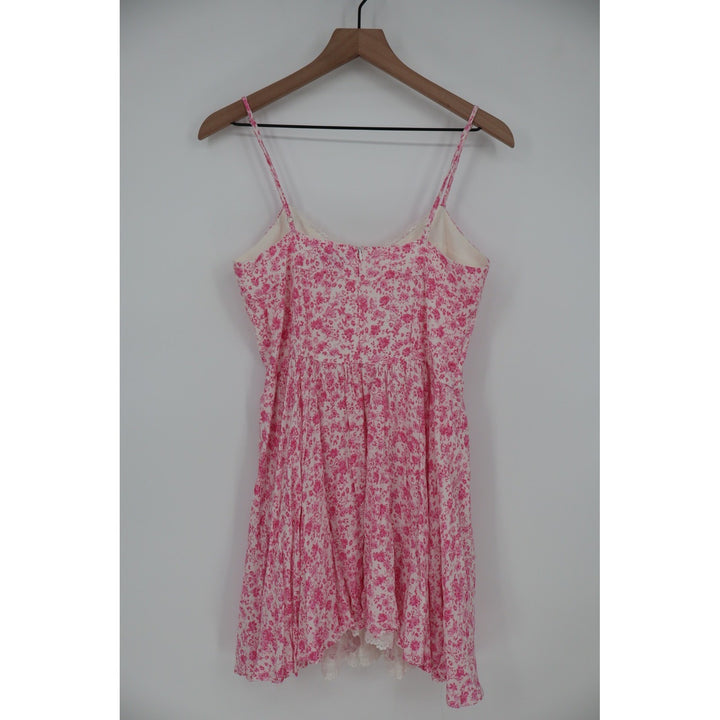 Sky to Moon Pink Floral Lace Trim Cami Dress Size L