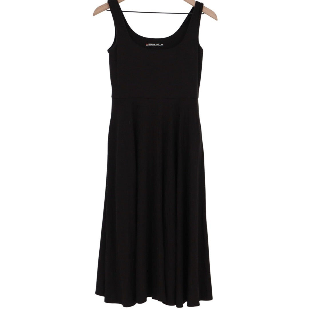 American Giant Sleeveless Midi Dress Black Made in USA Size M