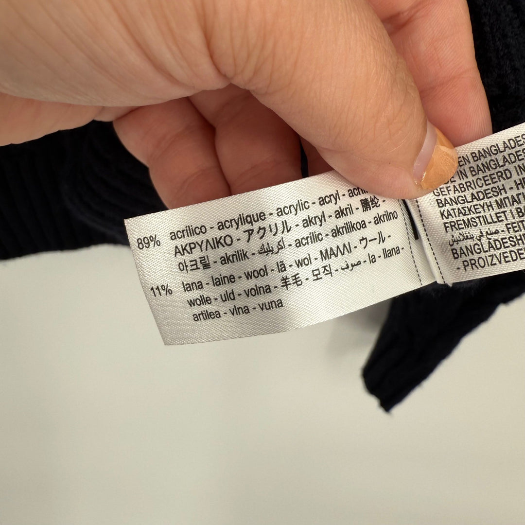 Zara Black Cable Knit Button Front Cardigan Sweater Size Medium