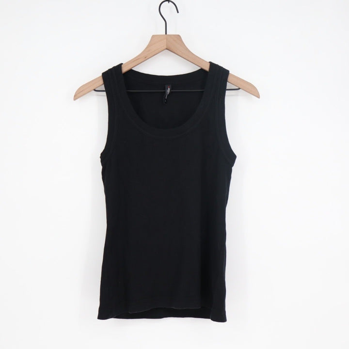 American Giant Ribbed Tank Top Black Cotton Spandex Made USA Size L