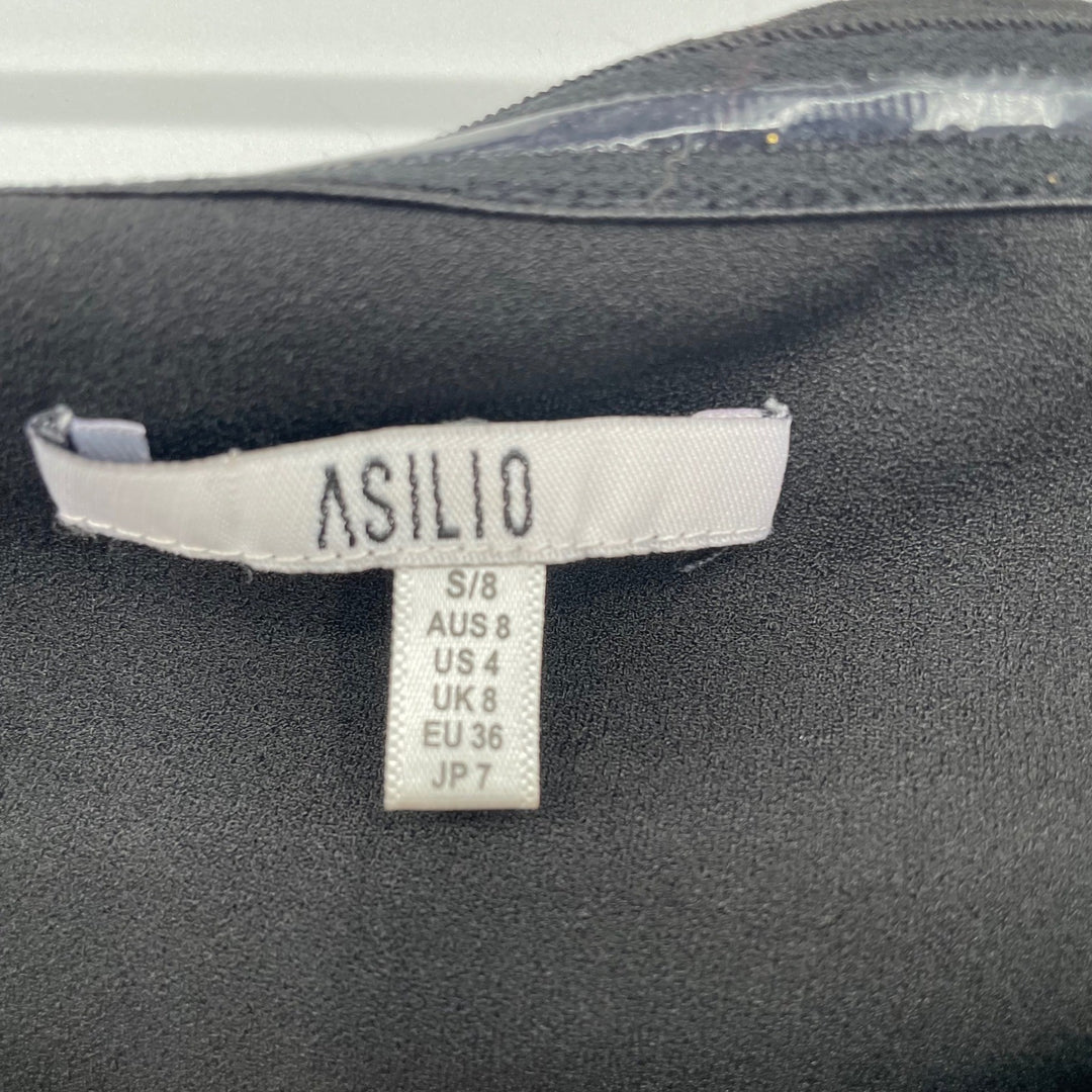 ASILIO Rebel Nights Bodysuit Black Off Shoulder Cap Sleeve Style AS201333 Size 8