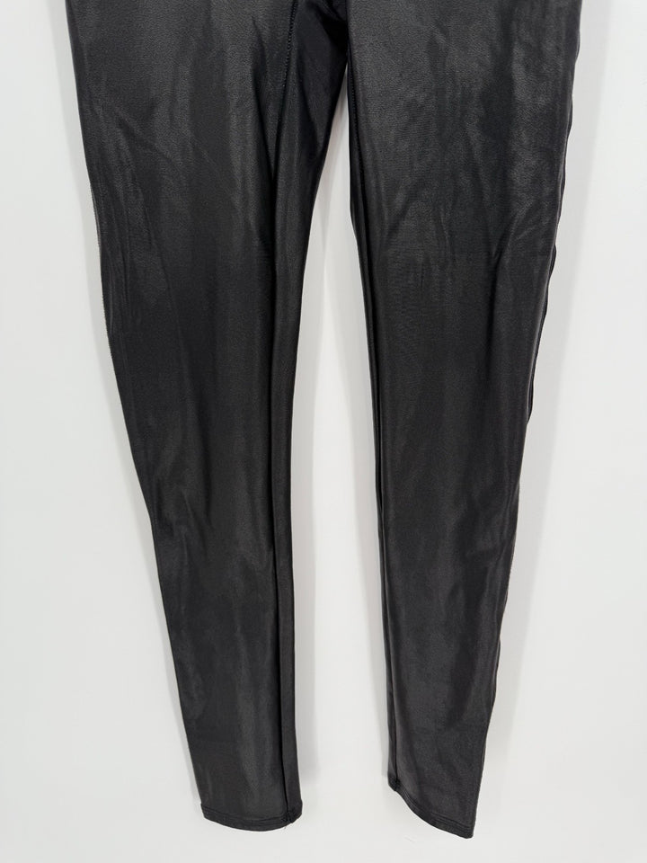 Spanx By Sara Blakely Leggings Womens Medium Petite Black Stretch Yoga Workout