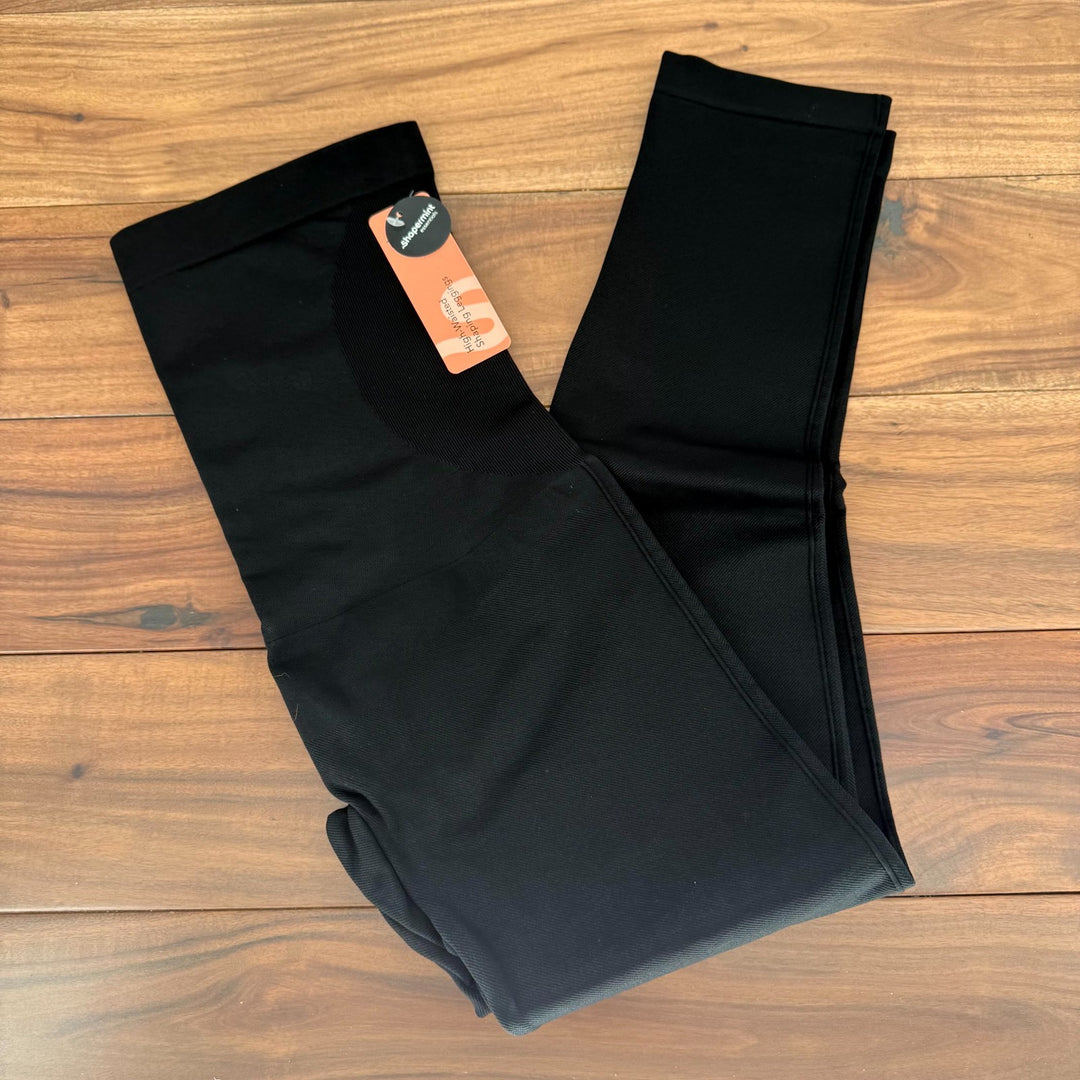 Shapermint Essentials High Waisted Shaping Ankle Leggings Womens XL Black Opaque