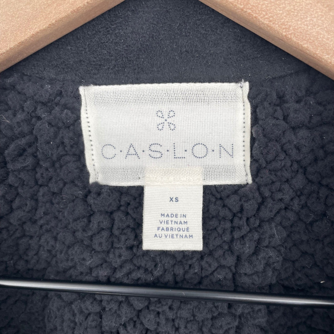 Caslon Black Faux Fur Suede Moto Jacket XS