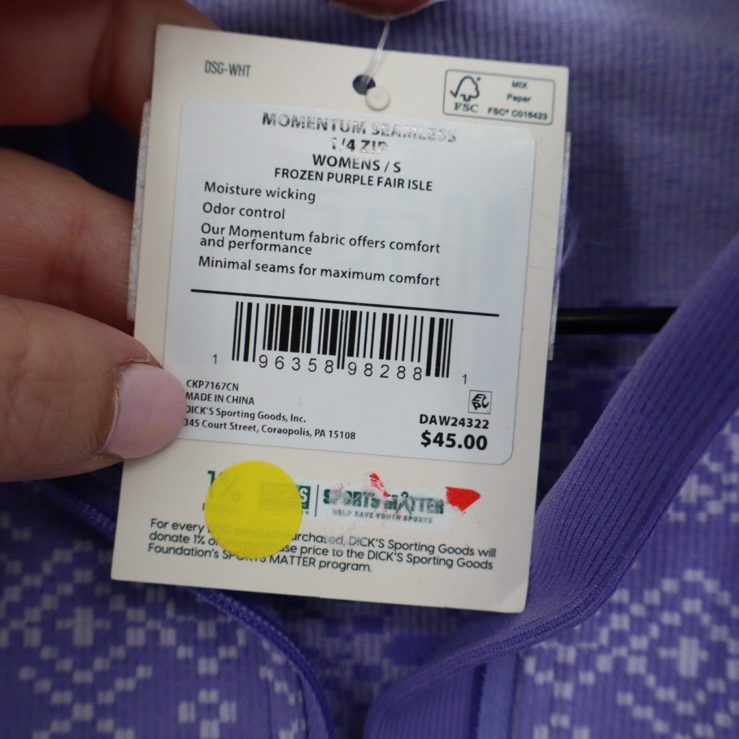 DSG Momentum Seamless Frozen Purple Fair Isle Quarter Zip Pullover Women S