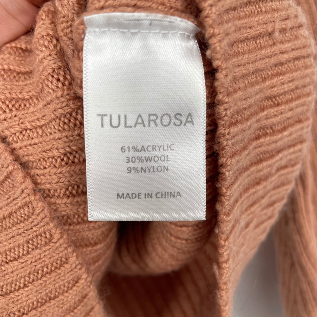 TULAROSA Cropped Ribbed Bell Sleeve Sweater Rust Orange Size S