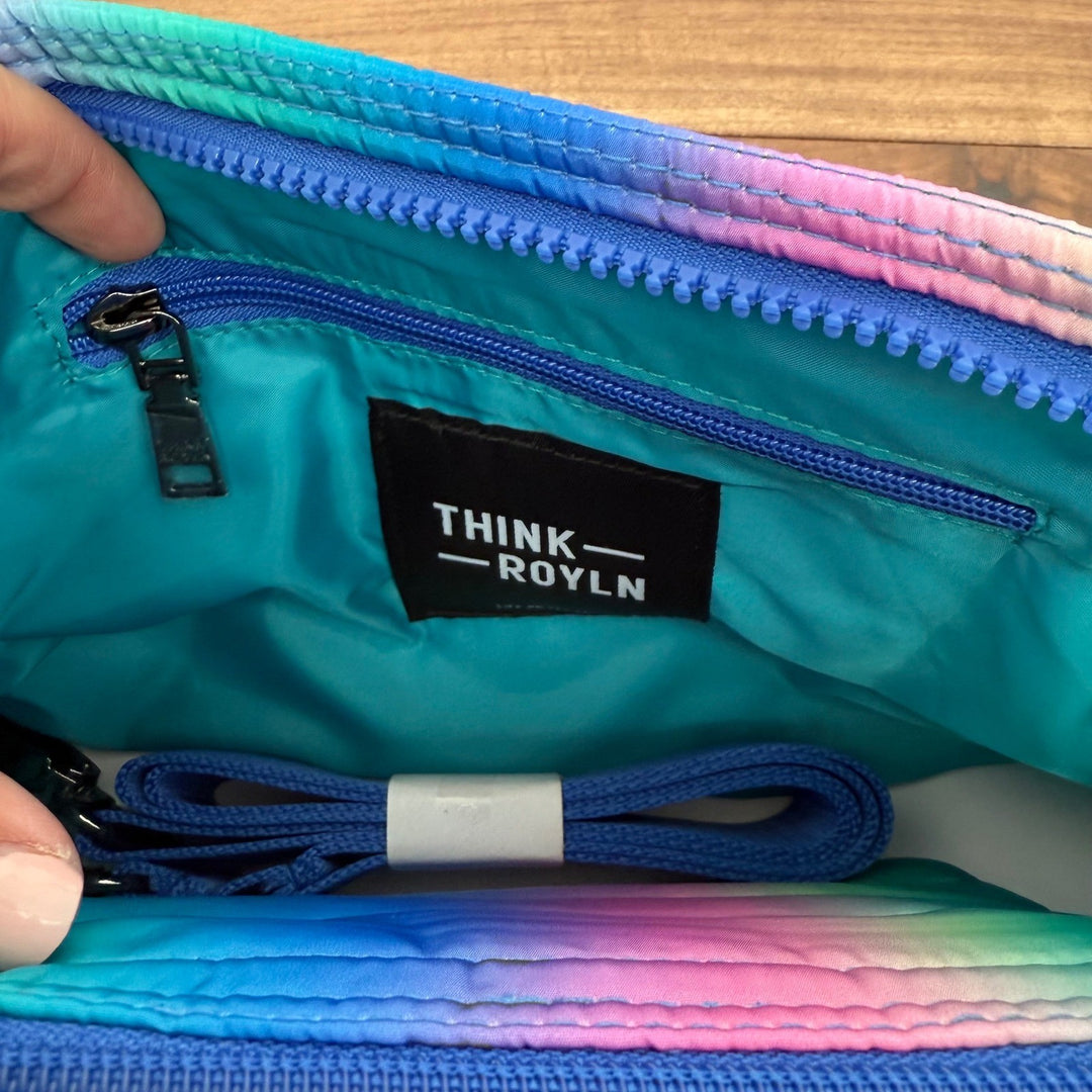 Think Royln Blue Lagoon Ombre Quilted Puffer Pouch RFID Protected