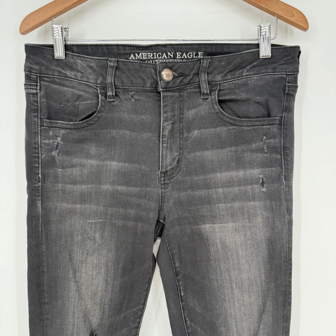 American Eagle Outfitters Black Distressed Super Stretch Jegging Jeans Size 12