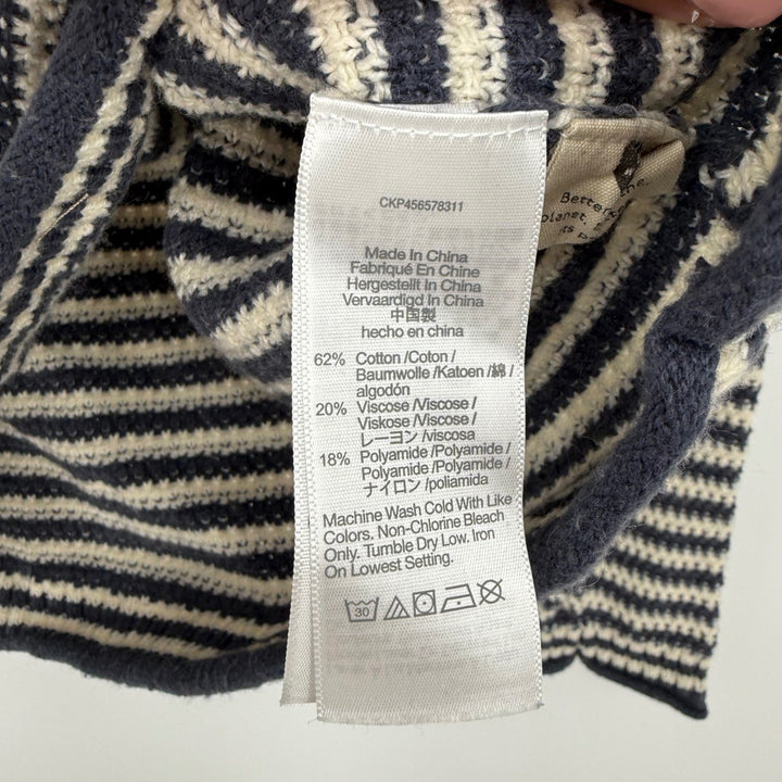 Madewell Striped Knit Sweater XXS Navy Cream Long Sleeve Mock Neck