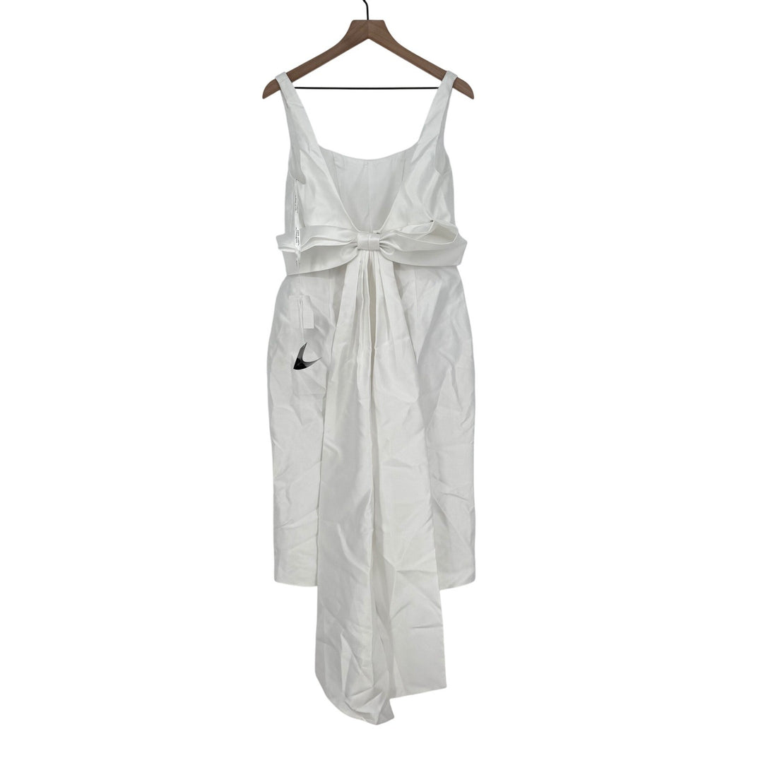 Alfred Dunner Scoop Neck Corset Satin Midi Dress With Floor-Length Bow Tails