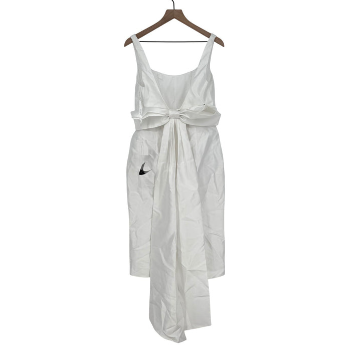 Alfred Dunner Scoop Neck Corset Satin Midi Dress With Floor-Length Bow Tails