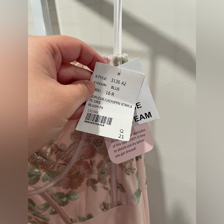 Dessy Collection Strapless Floral Embroidered Corset Maxi Dress Size 16