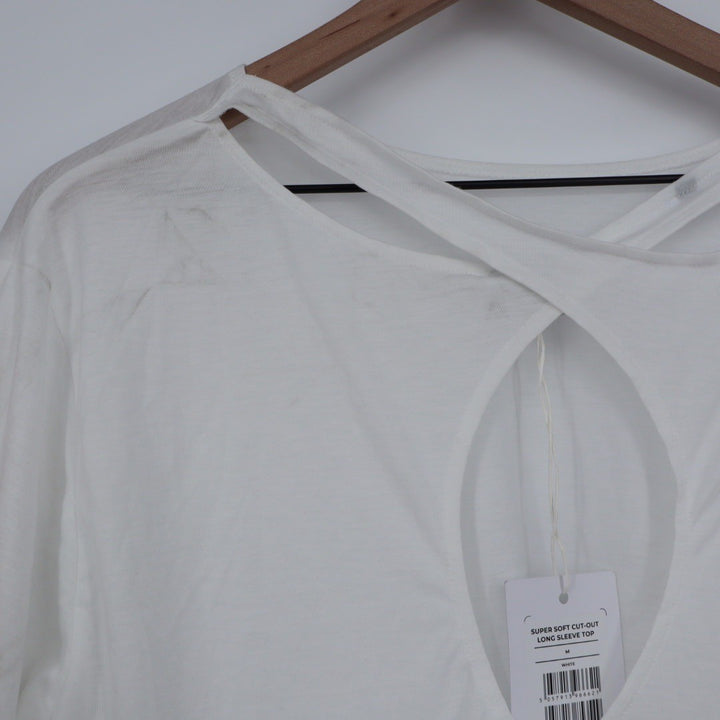 Gymshark Super Soft Cut Out Long Sleeve Top White Athletic Fitness Activewear