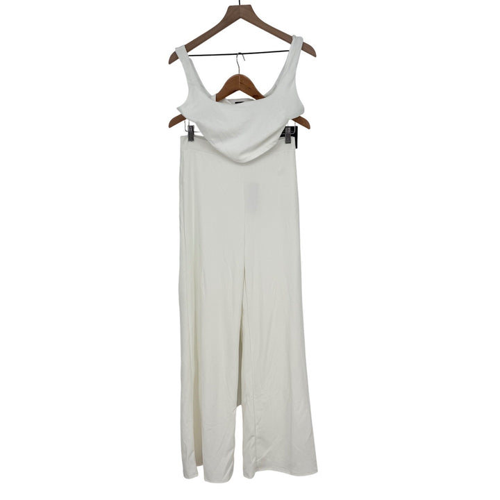 Lulus Women's Two-Piece Set Crop Top Wide Leg Pants White Size Large