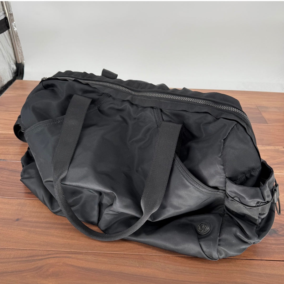 Lululemon Black Nylon Duffel Bag Gym Travel Weekender Sport Carryall