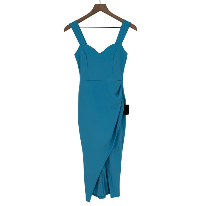 Lulus Always Beautiful Teal Blue Sleeveless Tulip Midi Dress Size S