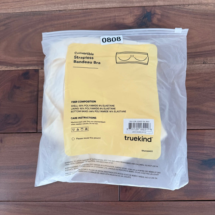 Truekind Convertible Strapless Bandeau Bra Beige 3XL Comfortable