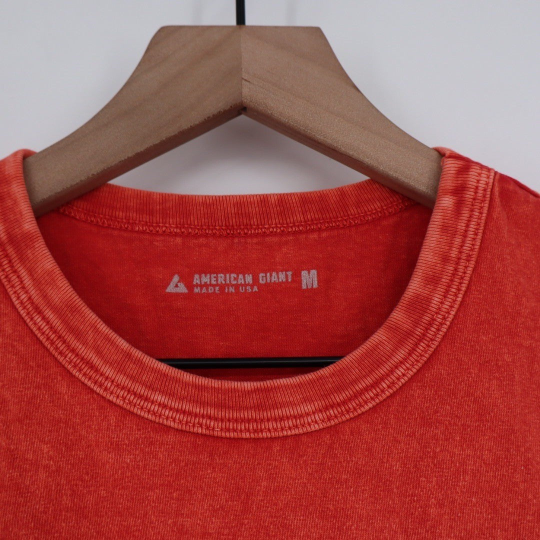American Giant Orange Washed Cotton Crew Neck T Shirt Size Medium